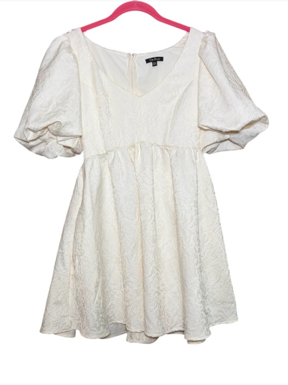 City Studios Juniors Ivory Puff Sleeve Mini Dress 7/8 | Romantic Coquette